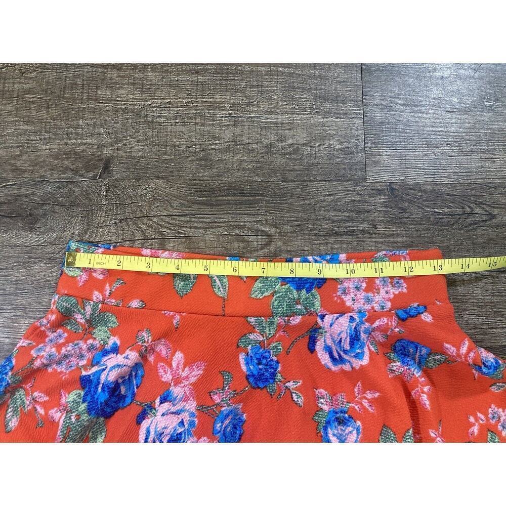 Orange Caramel Flowey Floral Crepe Mini Skirt Size S - Picture 5 of 7